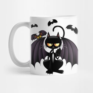 Cat Bat Weird Grumpy Halloween Character Mug